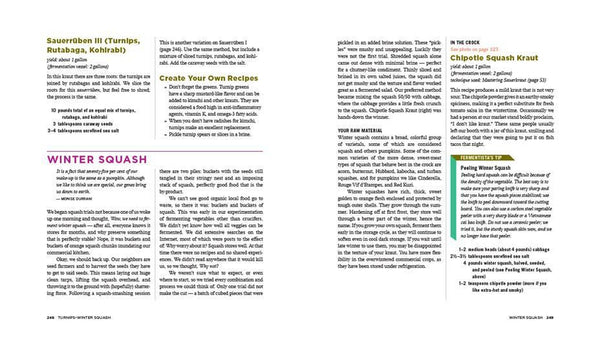 Fermented vegetables book inside recipe squash