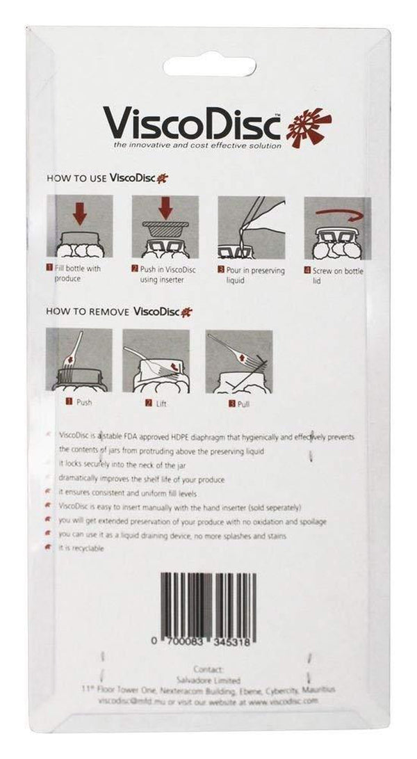 Viscodisc pack (instruction on the back)