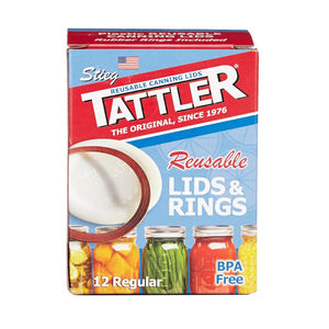 Reusable Tattler canning lids and rings - 12 pack (regulard mouth)