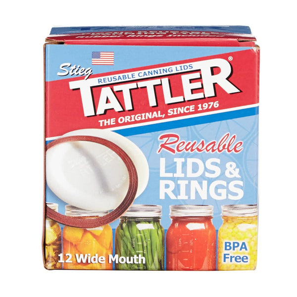 Reusable Tattler canning lids and rings - 12 pack (wide mouth)