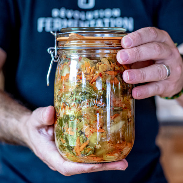 Jar of bok choi kimchi