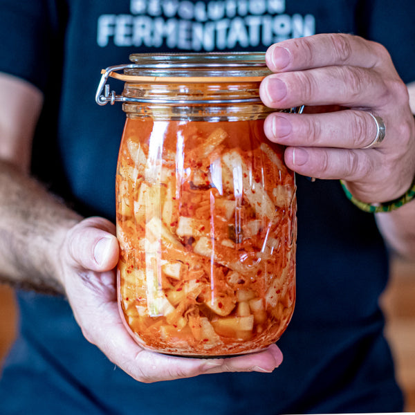 Jar of daikon kimchi