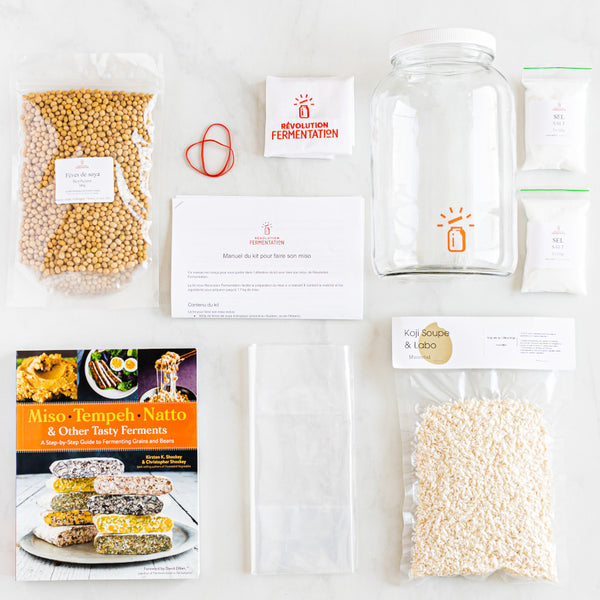 Miso kit with jar, and miso making book