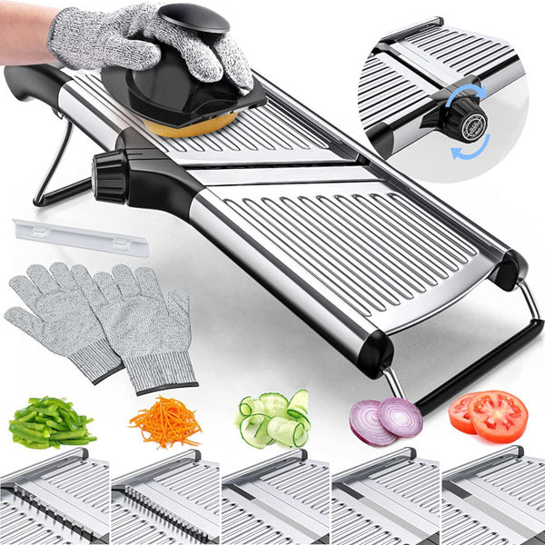 multifonctional stainless steel mandoline slicer with gloves