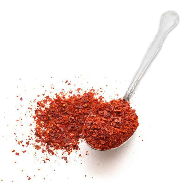 Spoonful of Organic Gochugaru Red Hot Chili Pepper Flakes